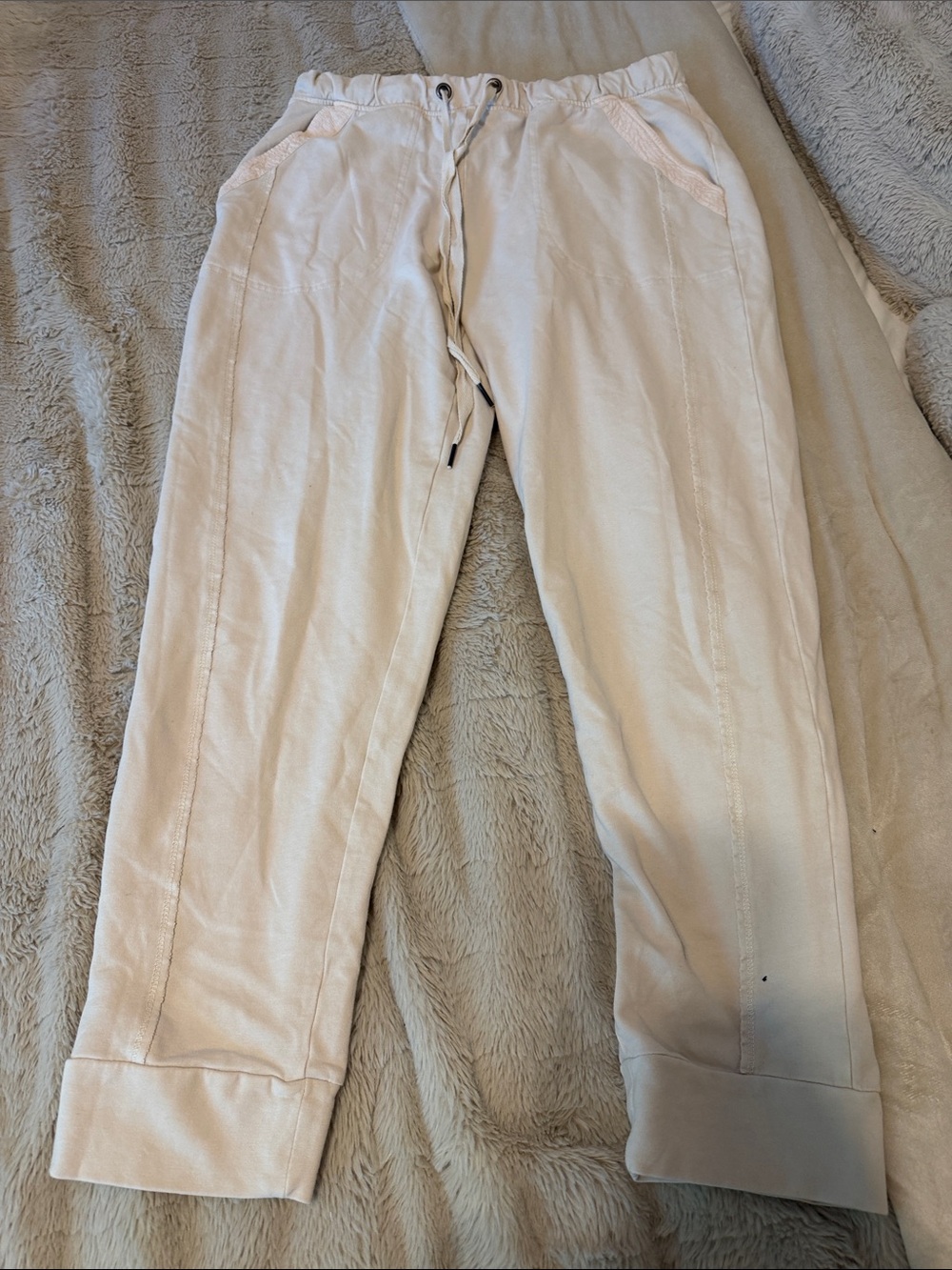 Anthropologie Cream Drawstring Jogger Pants